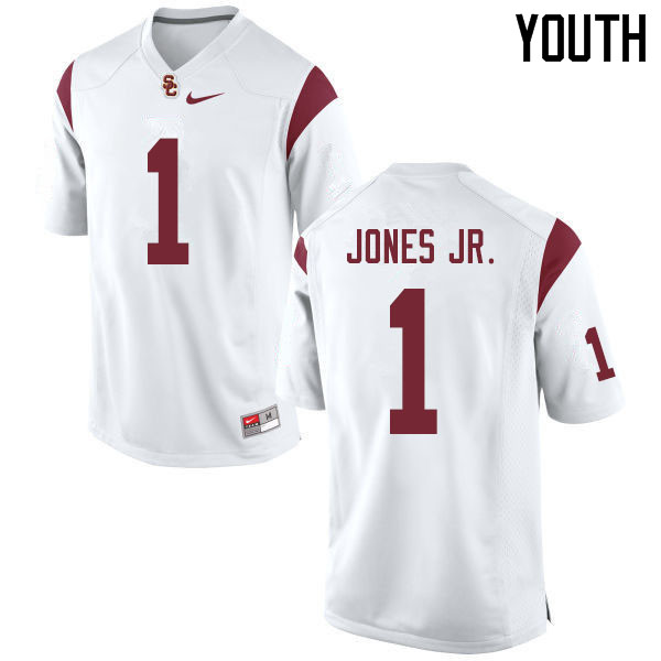 Youth #1 Velus Jones Jr. USC Trojans College Football Jerseys Sale-White - Click Image to Close